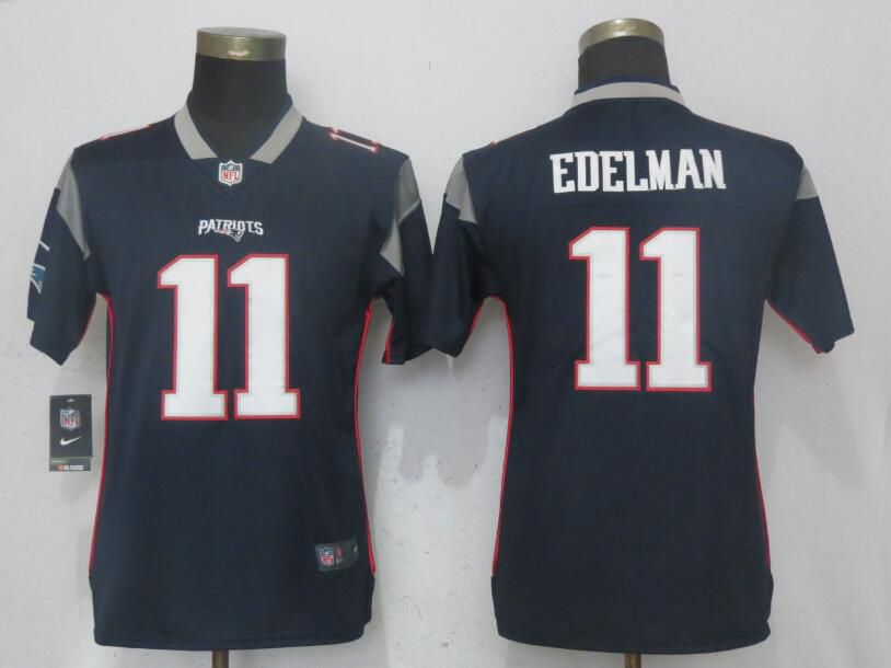 Women New England Patriots #11 Edelman Navy Blue Vapor Untouchable Playe Nike NFL Jerseys->women nfl jersey->Women Jersey